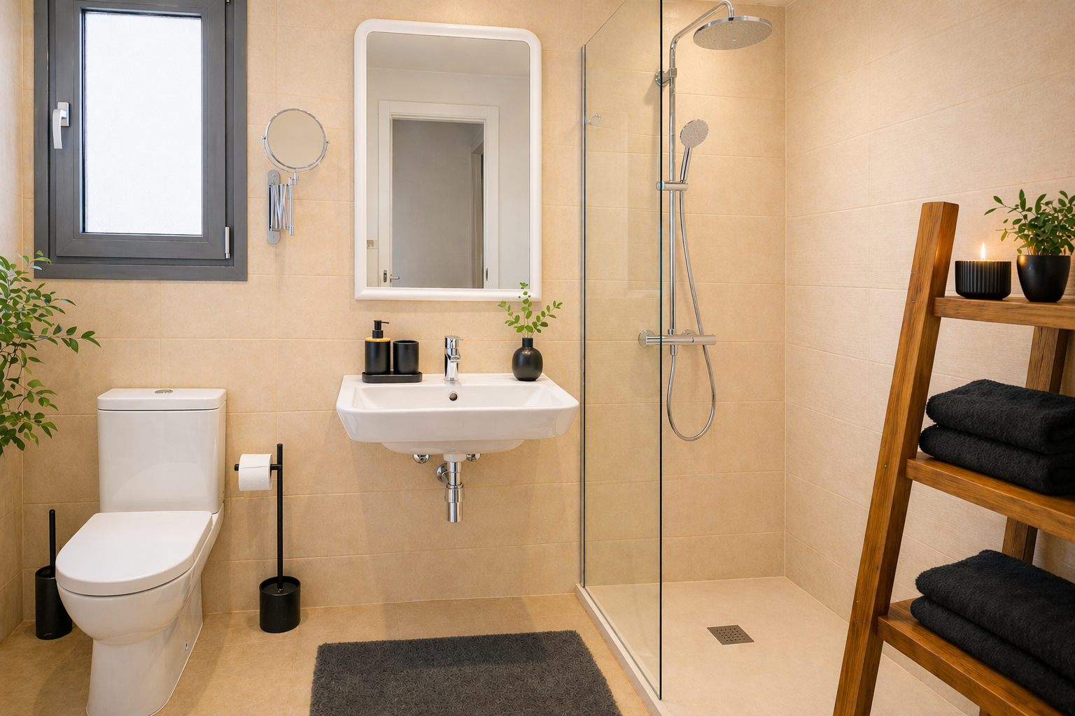 Badkamer en suite met inloopdouche