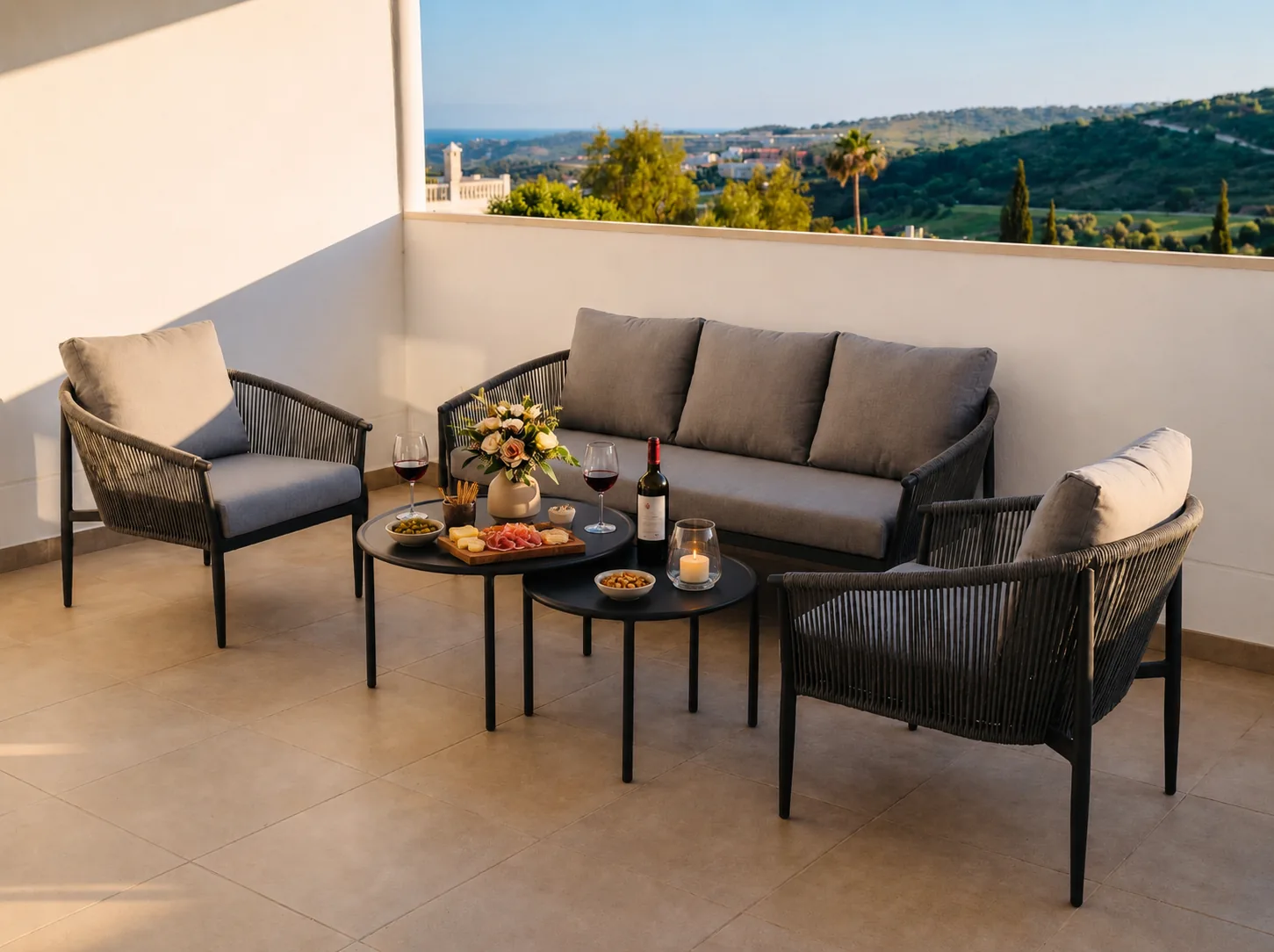 Ruim privé terras met zeezicht bij Casa Mel Estepona